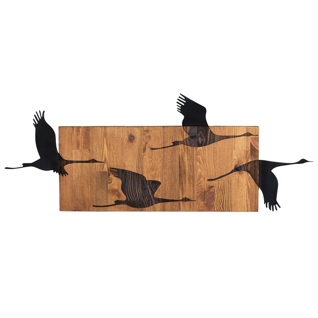 Decoratiune de perete, Goose, lemn/metal, 90.5 x 34.5 cm, negru/maro - 2 | YEO