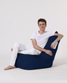 Fotoliu puf, Bean Bag Ferndale, Diamond, 60 x 90 cm, poliester impermeabil, albastru inchis