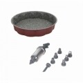 Set tava de copt si seringa pentru ornat cu 7 duze de schimb Sweet Cherry, Tognana, otel carbon/plastic, burgund/gri