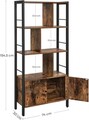 Biblioteca cu rafturi si 2 usi Alinru, Vasagle, 74 x 30 x 154.5 cm, PAL/otel, maro rustic