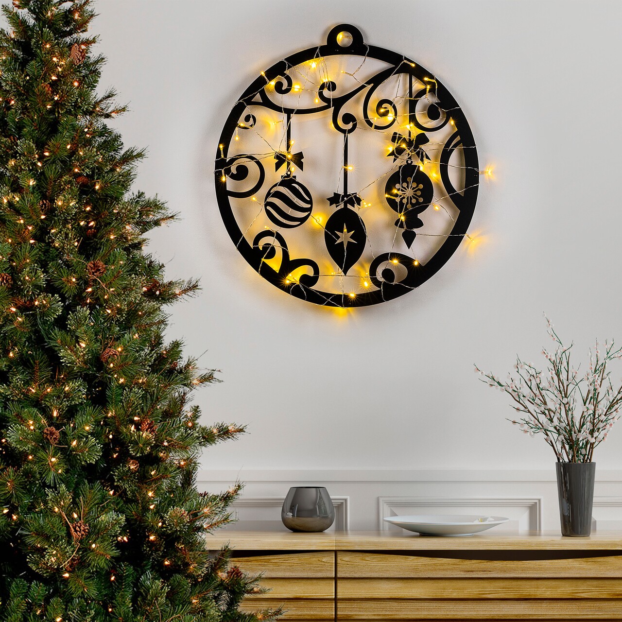 Decoratiune de luminoasa XMASBLACK-028, Tanelorn, 60x64 cm, metal, negru - 1 | YEO