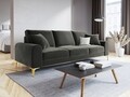 Canapea, Madara, Mazzini Sofas, 4 locuri, gold legs, 237x102x90 cm, catifea, gri inchis