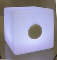 Lampa LED cu difuzor Bluetooth, Bizzotto Cube, 7 culori, cablu USB + telecomanda, 40x40x40 cm