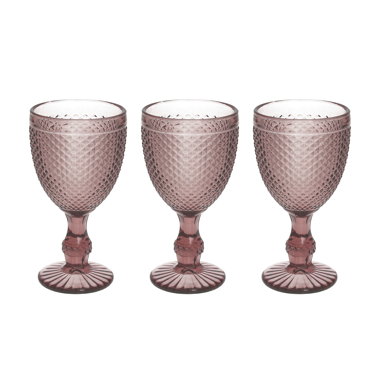 Set 3 pahare Diamante, Tognana Porcellane, 280 ml, sticla, roz