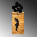 Decoratiune de perete, Chıld And Balloons, 50% lemn/50% metal , 30 x 86 cm, Negru