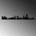 Decoratiune de perete, Ottowa Skyline, Metal, Dimensiune: 118 x 23 cm, Negru