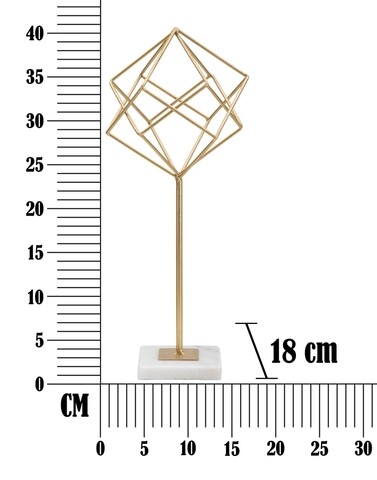 Decoratiune Cube, Mauro Ferretti, 16x18x41.5 cm, fier, auriu/alb