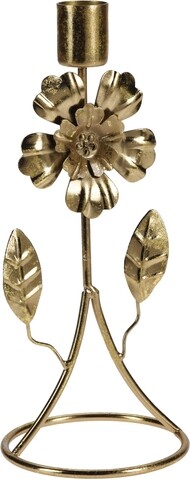 Suport pentru lumanare Flower, 8x8x20.5 cm, metal, auriu