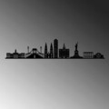 Decoratiune de perete, New York Skyline, Metal, Dimensiune: 120x24 cm, Negru