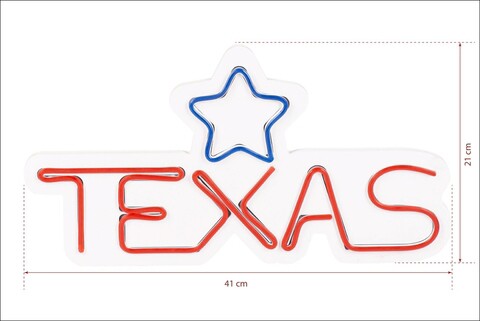 Decoratiune luminoasa LED, Texas Lone Star Blue, Benzi flexibile de neon, DC 12 V, Rosu albastru