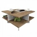 Masuta pentru living, Wooden Art, Hamton Walnut White, 60x60x31.2 cm