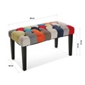 Bancheta, Versa, Pie Cama Philippe, 80 x 40 x 45 cm, lemn/poliester, multicolor