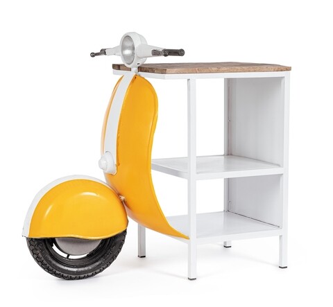 Consola Vespa, Bizzotto, 104 x 94 x 65 cm, lemn de mango/otel, handmade, galben