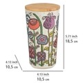 Recipient depozitare pentru bucatarie, Wenko, Flowers, 0.95 L, 10.5 x 18.5 x 10.5 cm, silicon/plastic/bambus