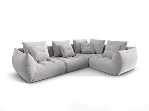 Coltar modular dreapta 3 locuri, Bloom-86, Micadoni Home, 316x216x95 cm, tesatura structurata, argintiu