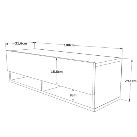 Comoda TV, Locelso, FR13, 100x29.1x31.6 cm, Maro