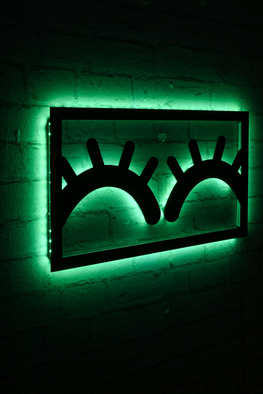 Decoratiune luminoasa LED, Sleepy Eyes, MDF, 60 LED-uri, Verde - 1 | YEO