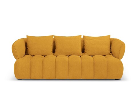 Canapea 3 locuri, Reese-192, Micadoni Home, 256x100x84 cm, catifea structurata, galben mustar