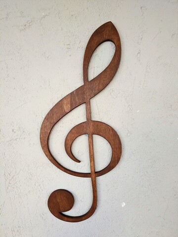 Decoratiune de perete, Treble Clef, 25x1.8x60 cm, Placaj , Nuc