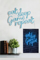 Decoratiune luminoasa LED, eat sleep game repeat, Benzi flexibile de neon, DC 12 V, Albastru