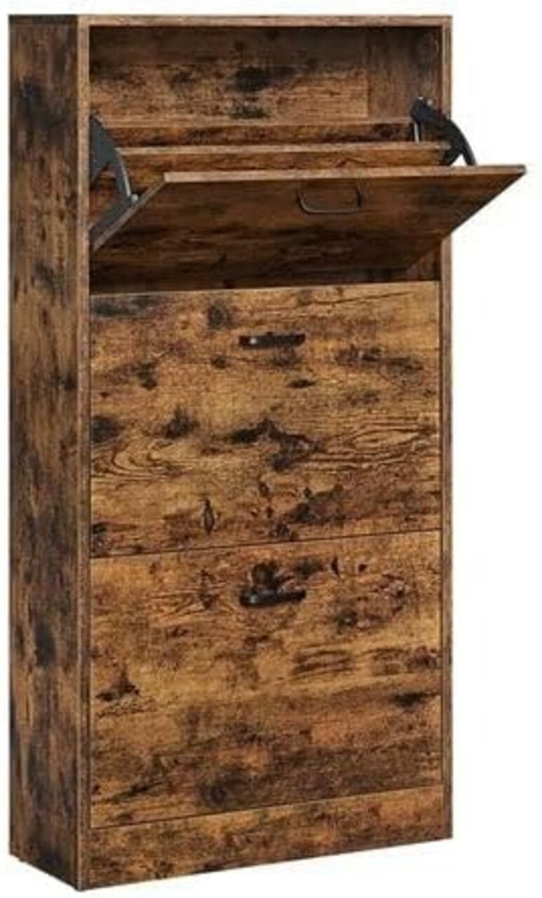 Pantofar cu 3 usi, Vasagle, 12-18 perechi pantofi, 60 x 24 x 120 cm, maro rustic - 1 | YEO