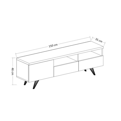 Comoda TV, Inarch, Brüksel, 150x46x35 cm, Stejar / Alb