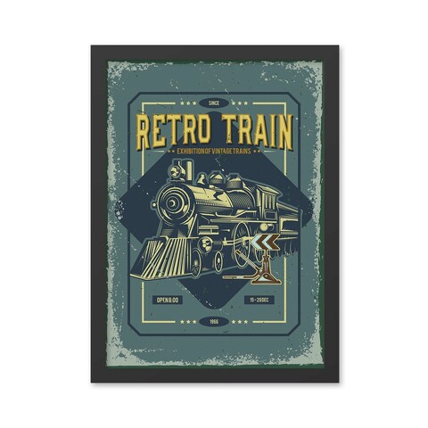 Tablou decorativ, Retro Train (35 x 45), MDF , Polistiren, Multicolor