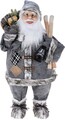 Decoratiune Santa w presents and ski, 37x28x80 cm, plus, gri