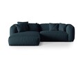 Coltar modular stanga 2 locuri, Martina-169, Micadoni Home, 283x176x75 cm, tesatura structurata catifelata, albastru jeans