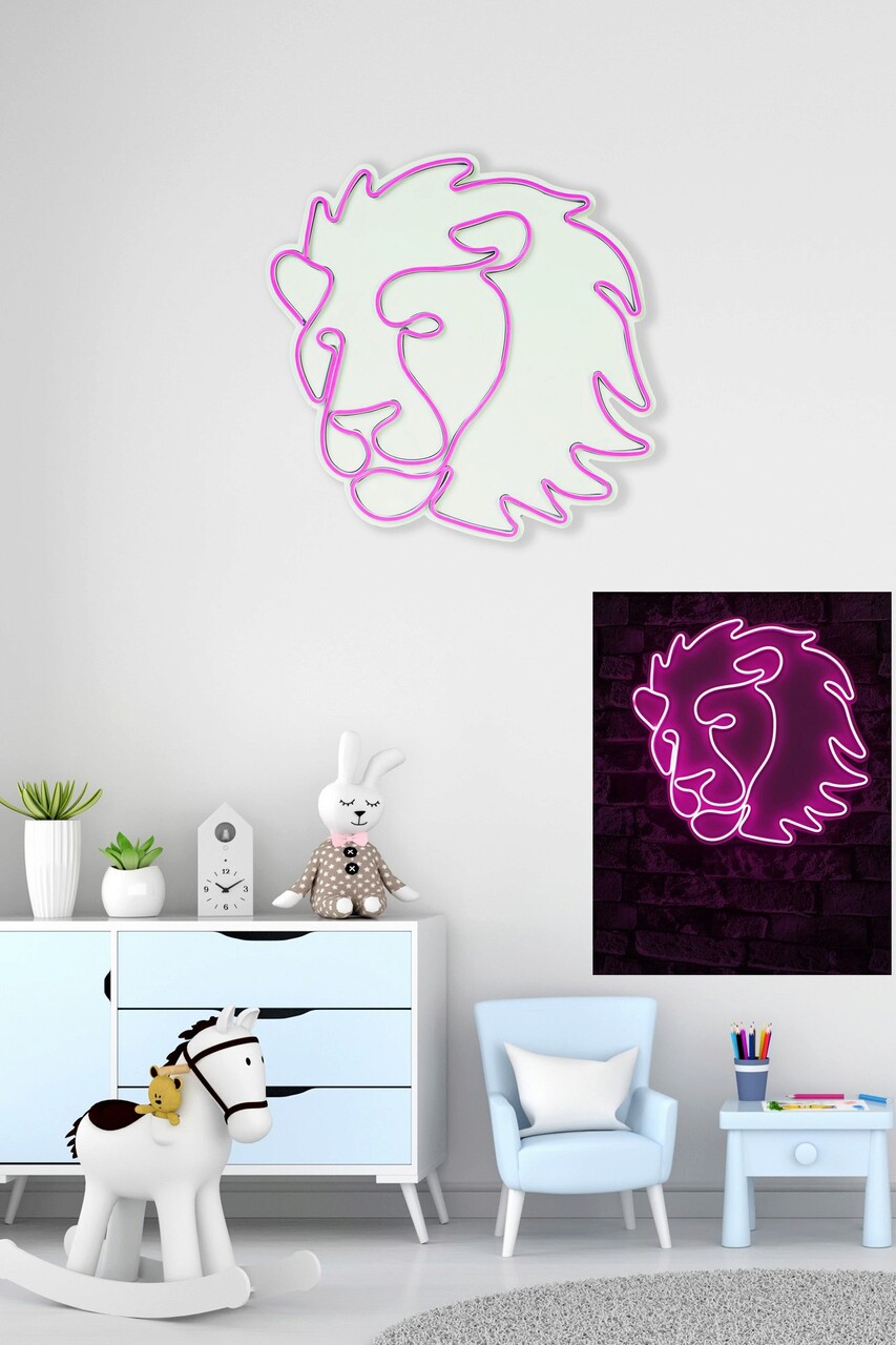 Decoratiune luminoasa LED, Lion, Benzi flexibile de neon, DC 12 V, Roz - 2 | YEO