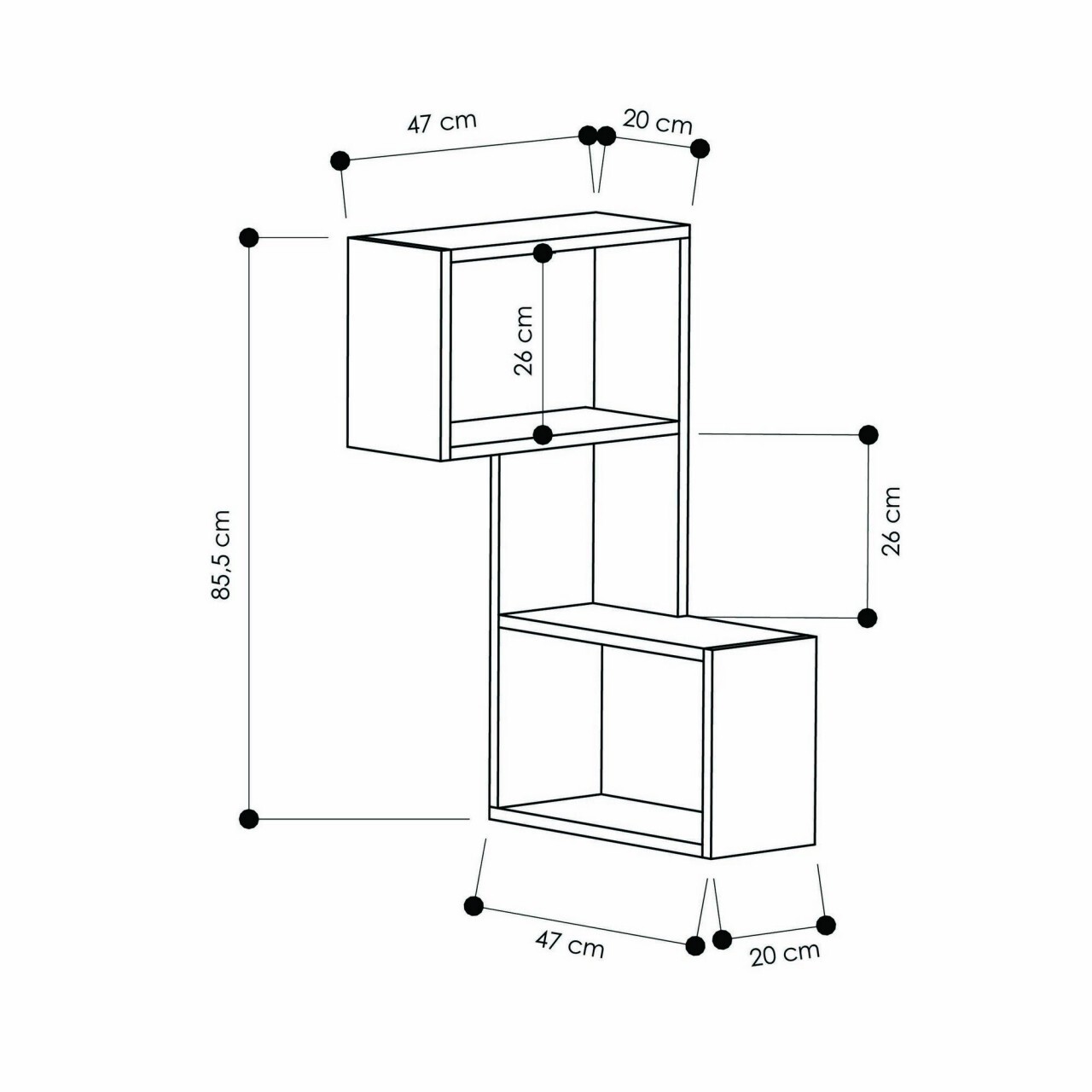 Raft pentru perete, Homitis, Part - White, 20x47x85.5 cm - 2 | YEO