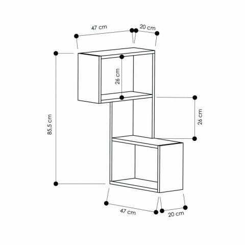 Raft pentru perete, Homitis, Part - White, 20x47x85.5 cm