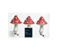 Set 3 globuri Mushroom w dot on, Decoris, 6.5x9 cm, sticla, rosu/alb