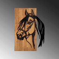 Decoratiune de perete, Horse, 50% lemn/50% metal, Dimensiune: 40 x 3 x 58 cm, Nuc negru