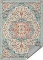 Covor antiderapant Vasagle Vintage, 152x213 cm, lavabil la masina, poliester, albastru teal