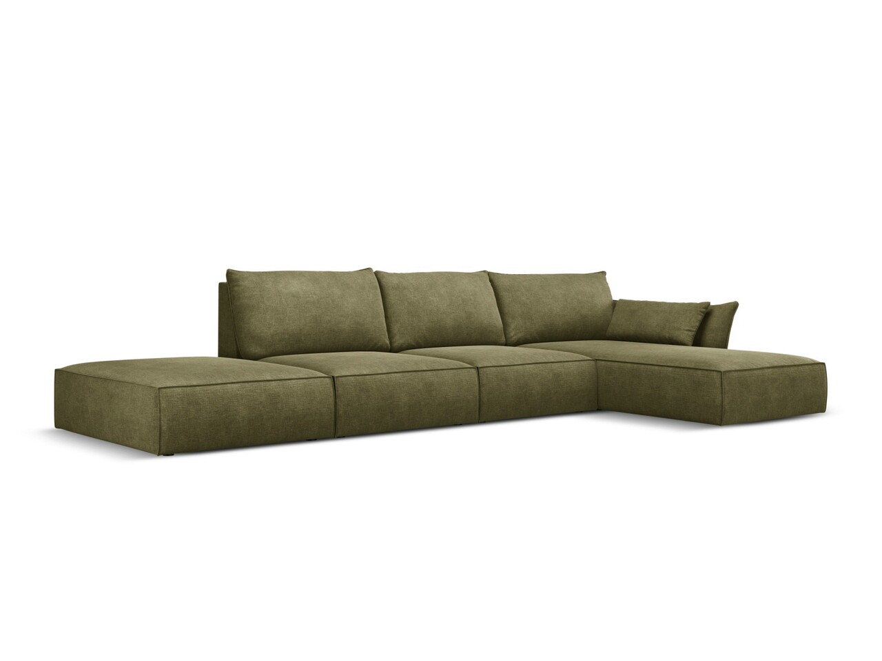 Coltar dreapta 5 locuri, Kaelle, Micadoni Home, BL, fara cotiera, 364x171x85 cm, poliester chenille, verde - 1 | YEO