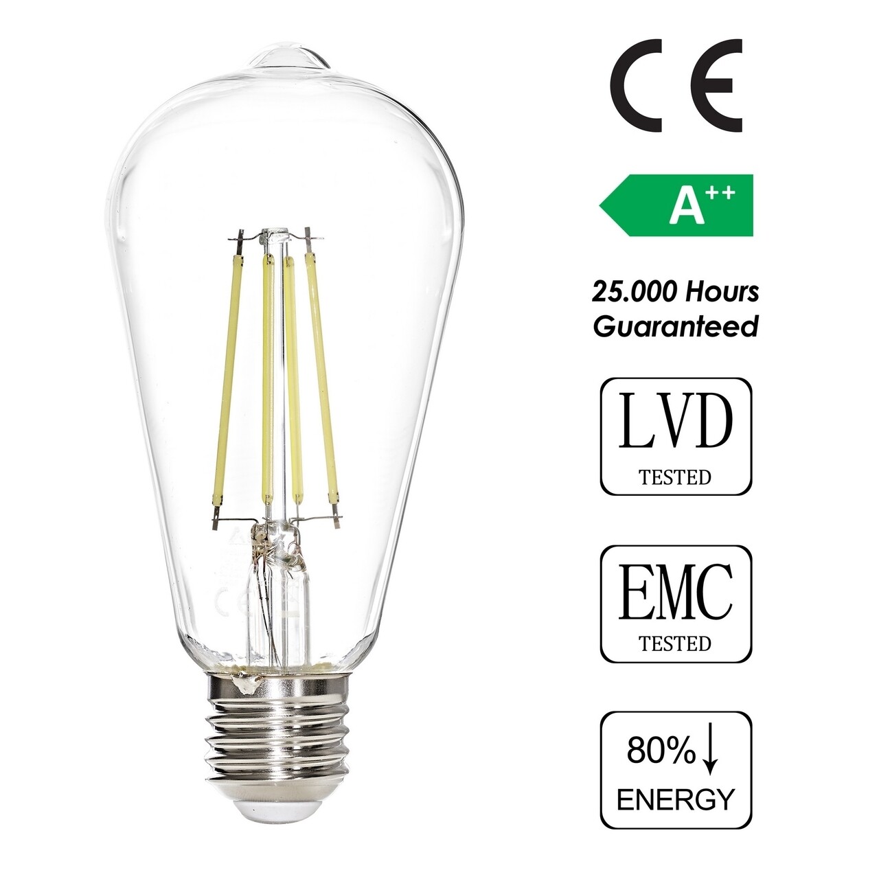 Bec LED ST64, Sage, White, E27, 7W, 6500K, 806 lm, sticla - 2 | YEO