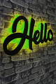 Decoratiune luminoasa LED, Hello, MDF, 60 LED-uri, Verde