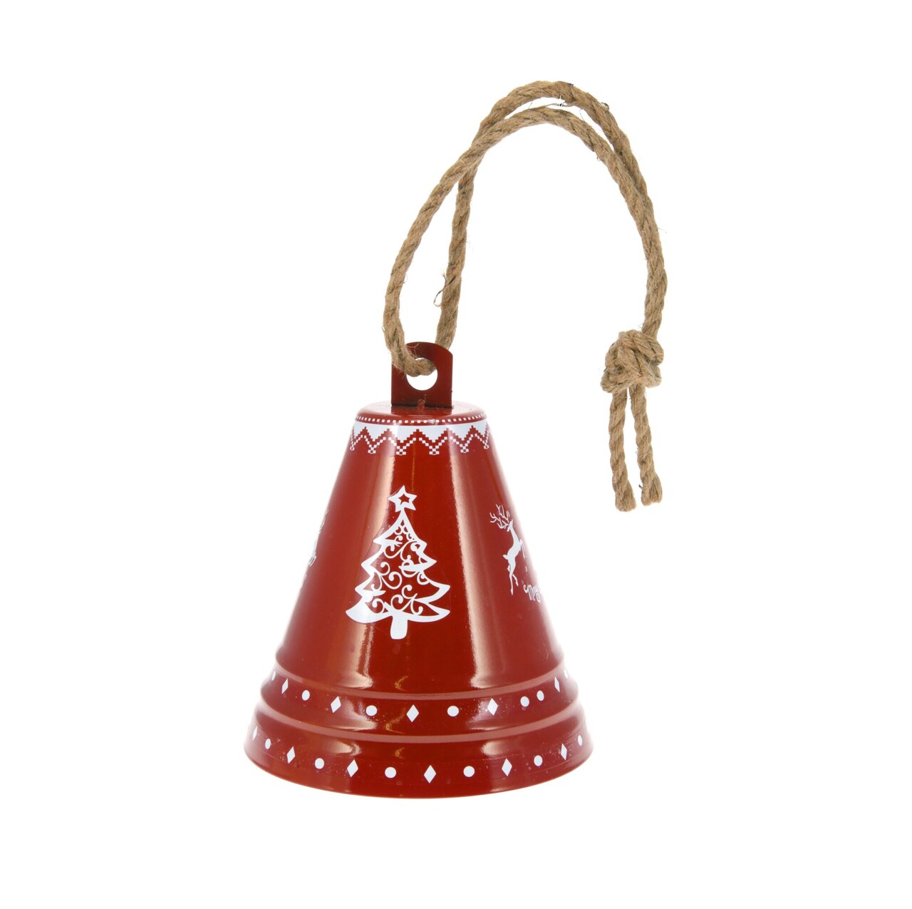 Clopotel decorativ Xmas Tree v1, Excellent Houseware, 19x23 cm, fier/iuta, rosu