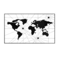 Decoratiune de perete, World Map 16, Metal, Dimensiune: 120 x 70 cm, Negru