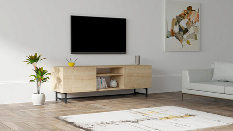 Comoda TV, Puqa Design, Tugi, 150x50x40cm, PAL melaminat, Safir