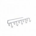 Suport cani pentru dulap Multi Hooks, Metaltex,  8x5x25 cm, inox/invelis Polytherm, argintiu