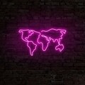 Lampa de perete World Map, Neon Graph, 66x38x2 cm, roz