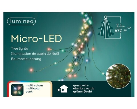 Instalatie pentru pom, Lumineo, 210 cm, 672 micro LED-uri, multicolor