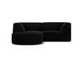 Coltar stanga 3 locuri, Ruby, Micadoni Home, BL, forma rotunjita, 186x180x69 cm, catifea, negru