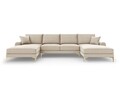 Coltar panoramic, Madara, Mazzini Sofas, 6 locuri, gold legs, 334x182x90 cm, material structurat, bej