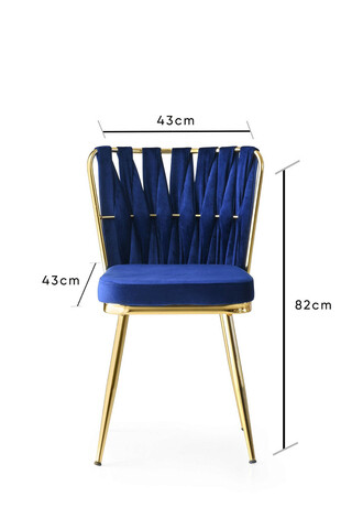 Set scaune 2 piese, Nmobb , Kuşaklı, Metal, Aur / Albastru Marin