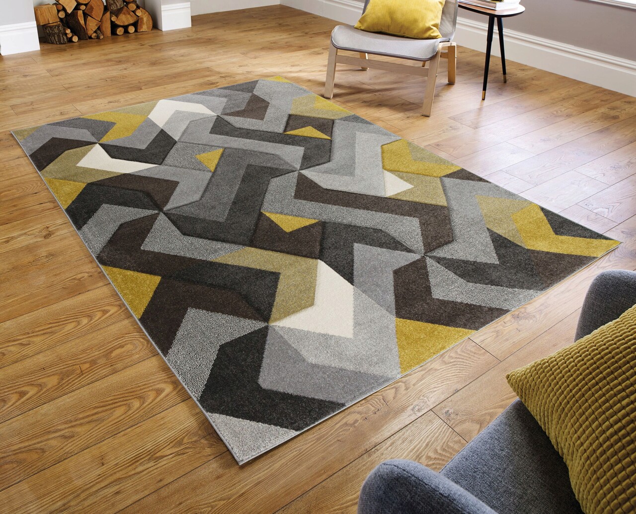 Covor Aurora, Flair Rugs, 120x170 cm, polipropilena, gri/ocru