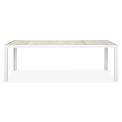 Masa dining pentru gradina/terasa Wardell, 227x95.5x75 cm, aluminiu/ceramica, alb/gri