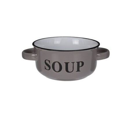 Bol Soup v4, Excellent Houseware, 18x13x6.5 cm, 490 ml, ceramica, grej